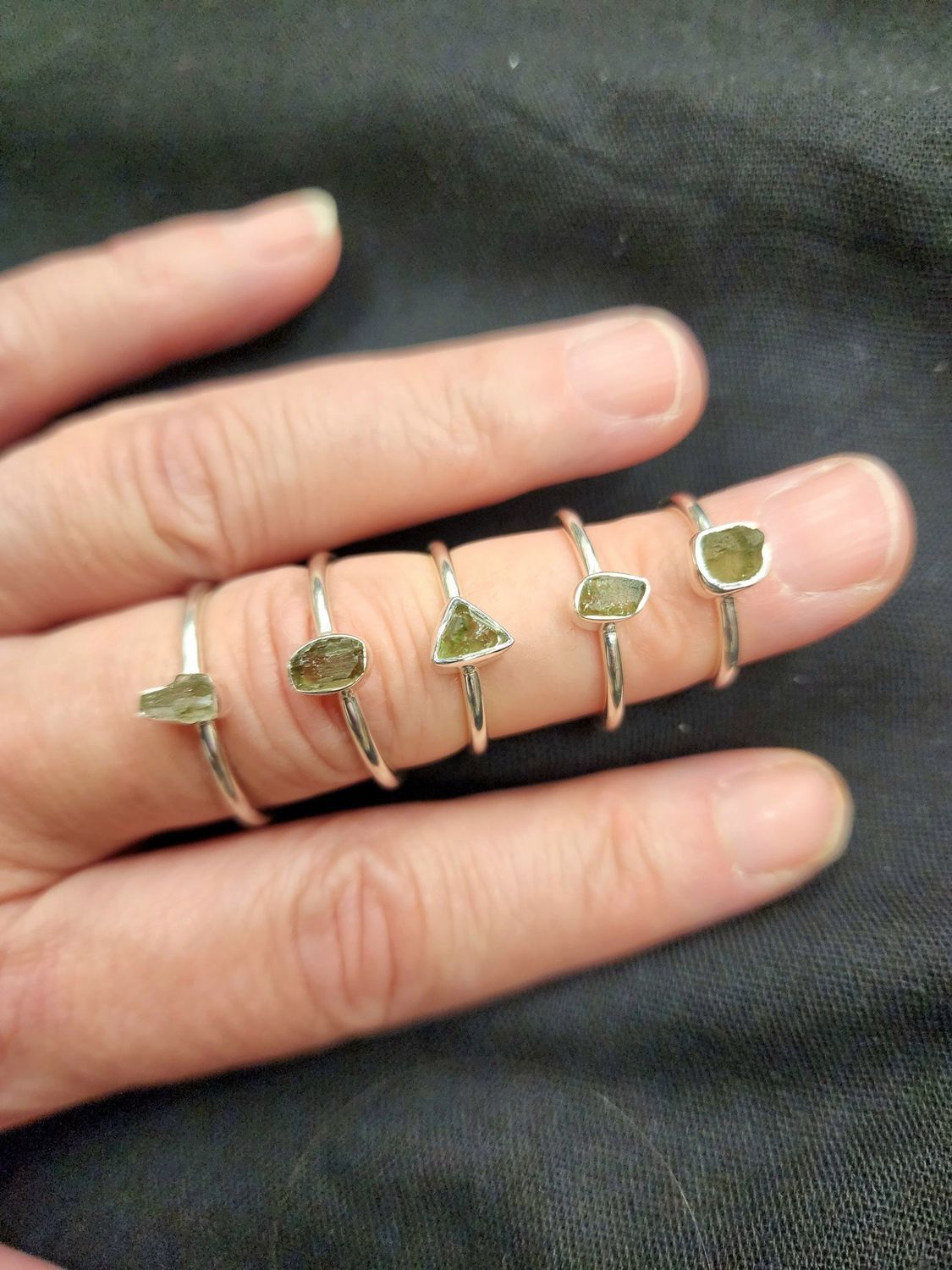 Moldavite Ring Sterling Silver Size 10