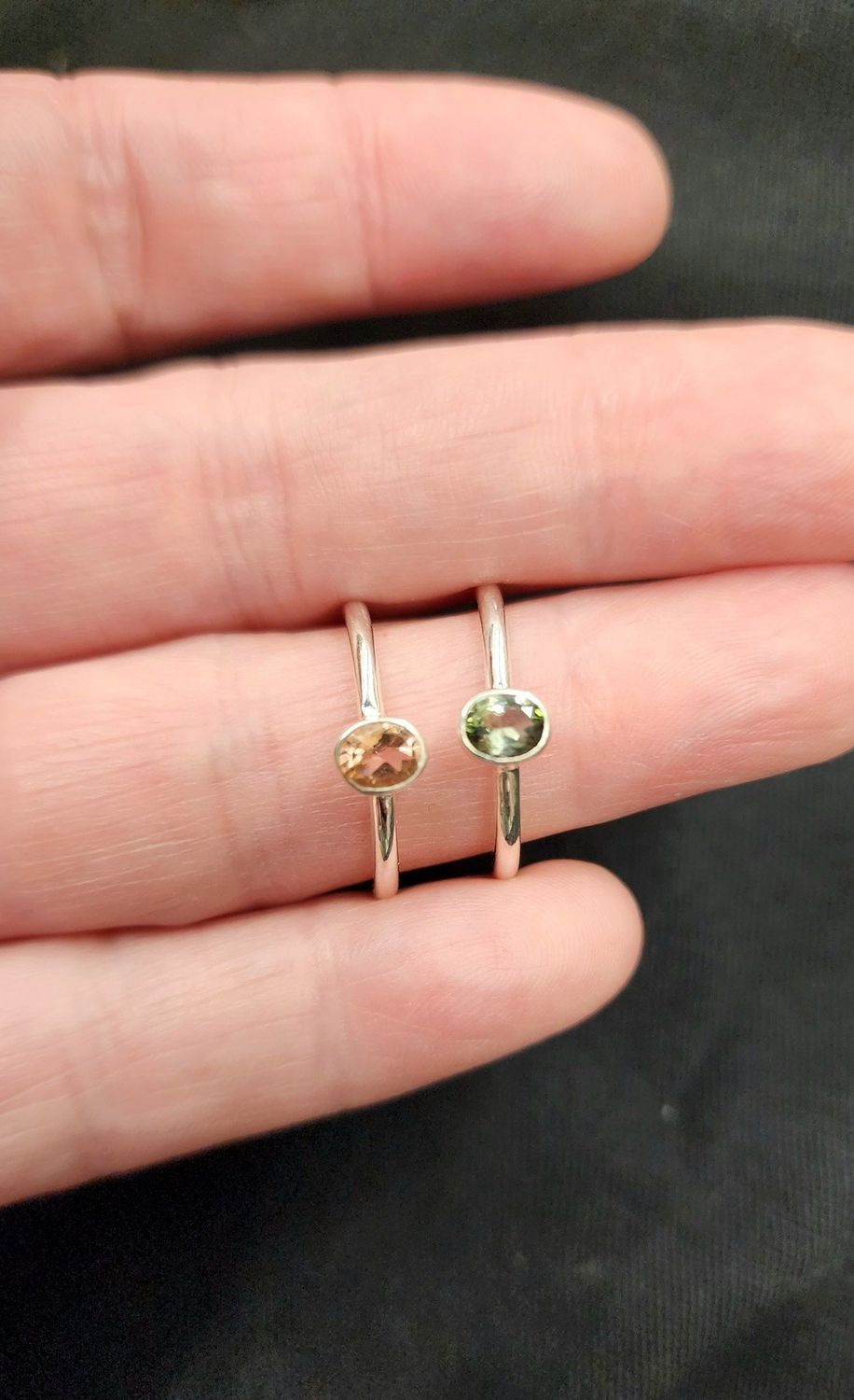 Blue or Pink Tourmaline Rings Sterling Silv Sz 7