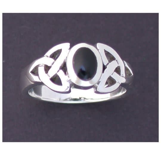 Celtic Knot with Black Onyx Ring - Size 5 Sterling Silver