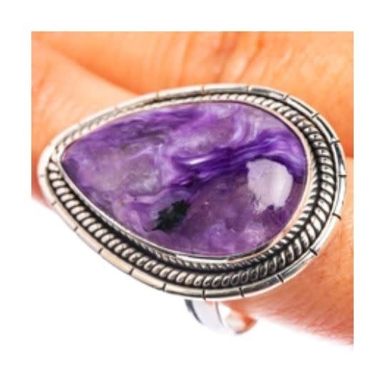 Charoite Sterling Silver Ring Size 12