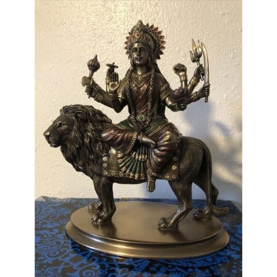 Durga Riding Lion Statue 3.5&quot; x 3&quot;