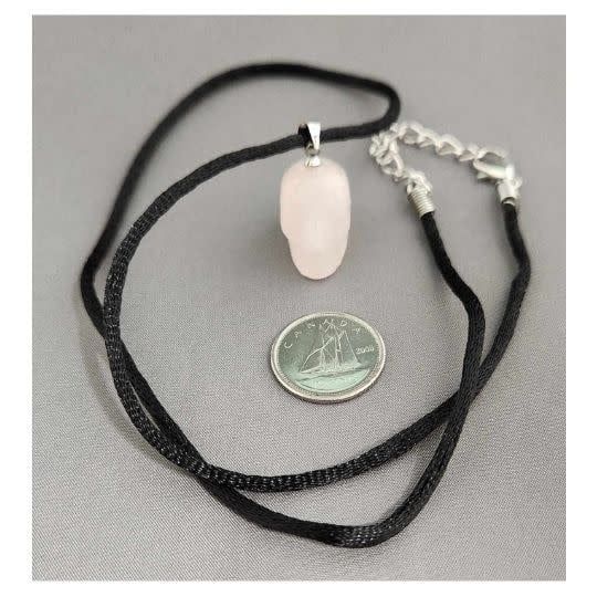 Rose Quartz Skull Necklace 3/4&quot;