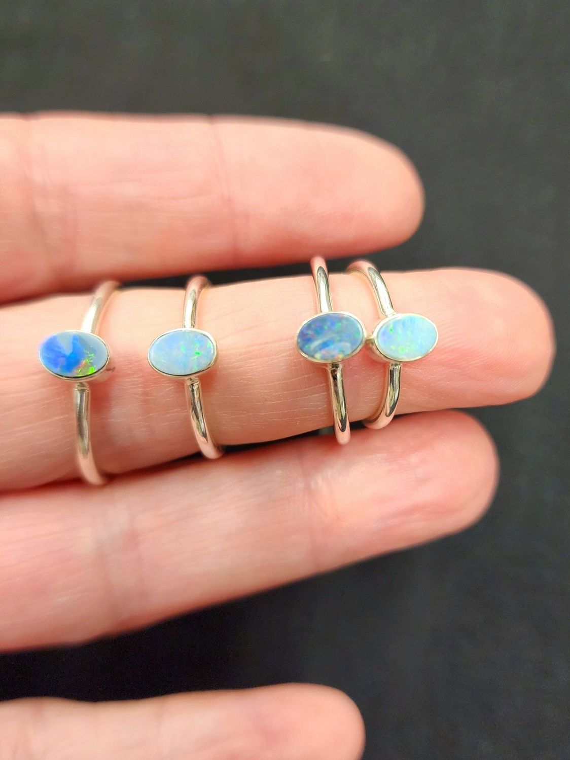Australian Opal Sterling Silver Ring Size 7