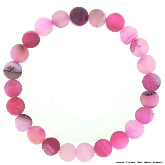 Druzy Agate Pink Bracelet 8mm
