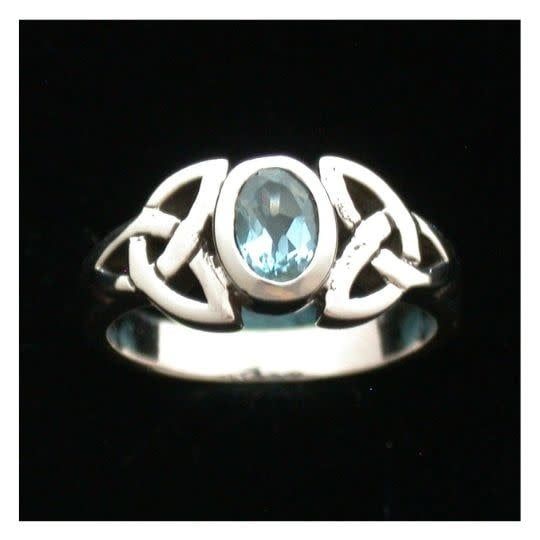 Celtic Knot with Blue Topaz Ring - Size 5 Sterling Silver