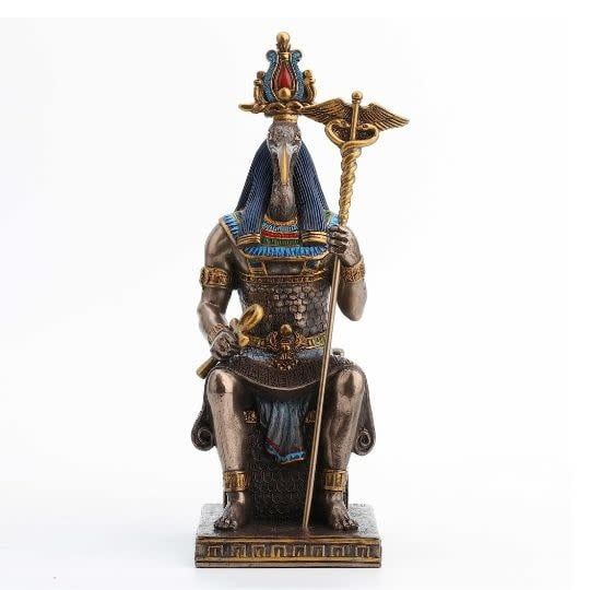 Egyptian God Thoth on Throne Statue 9&quot;