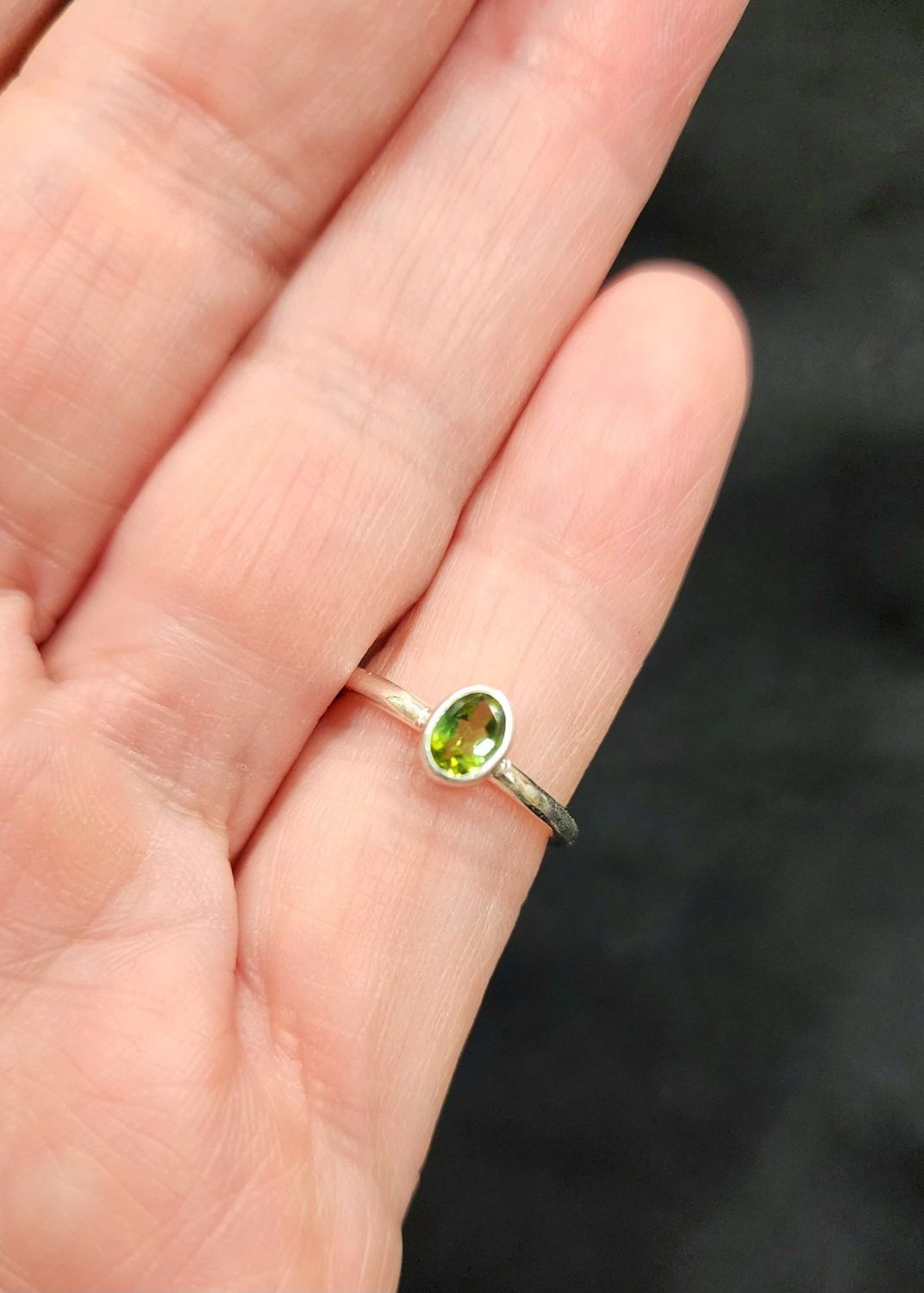 Green Tourmaline Ring Sterling Silver Size 4