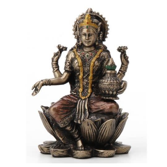Lakshmi Sitting on Lotus Statue 3.5&quot;