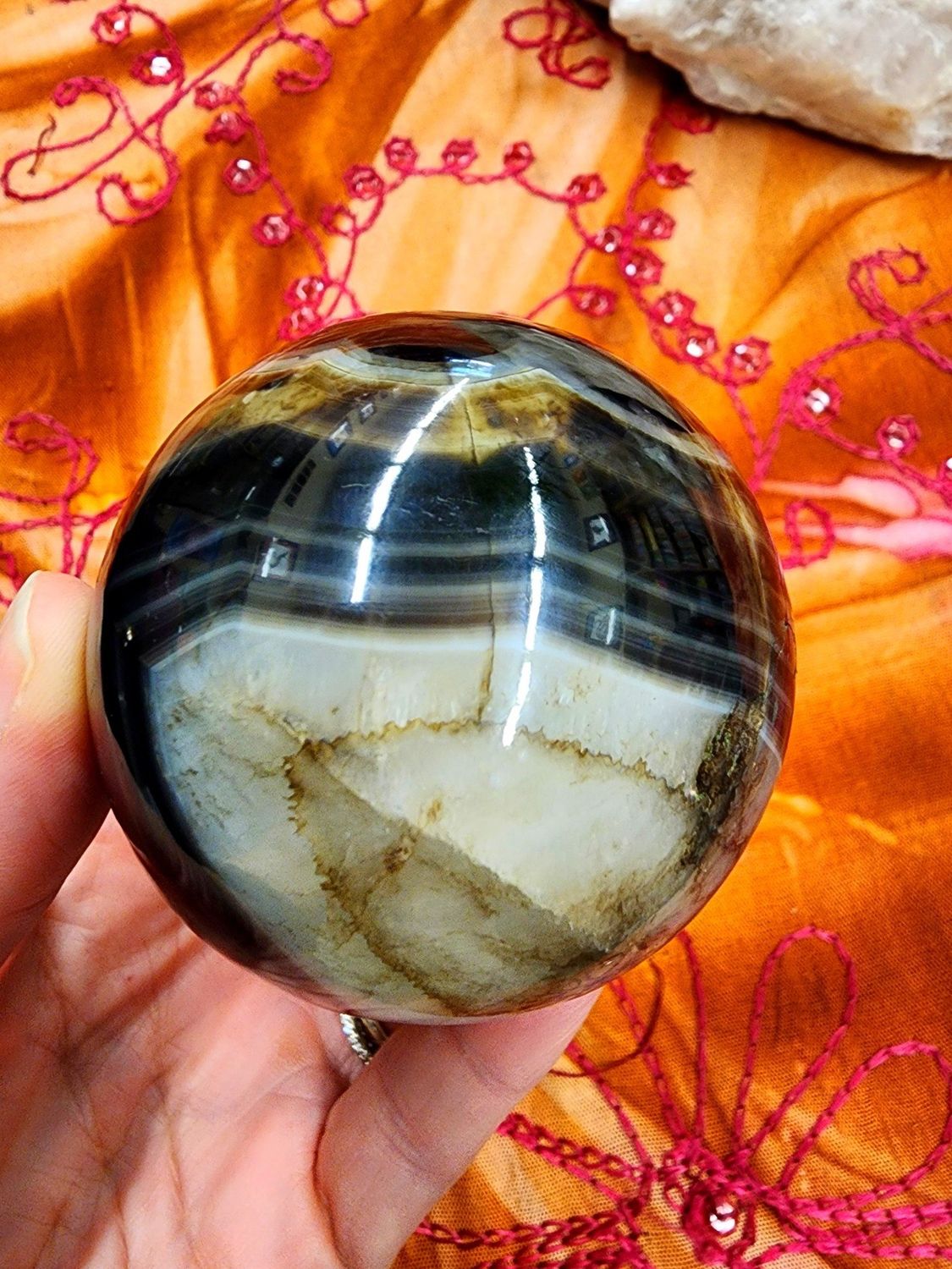Black Agate Sphere 2.5&quot;