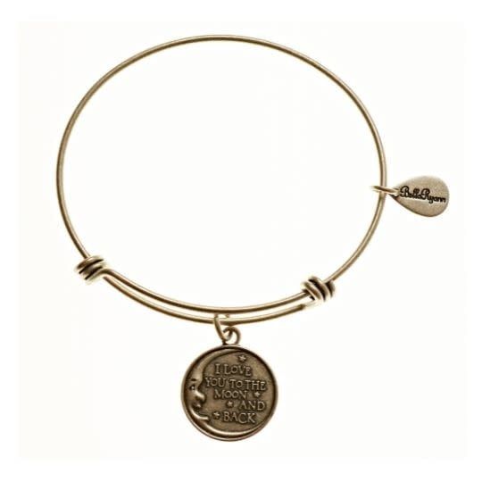 Love You to the Moon and Back Adjustable Silver Bangle
