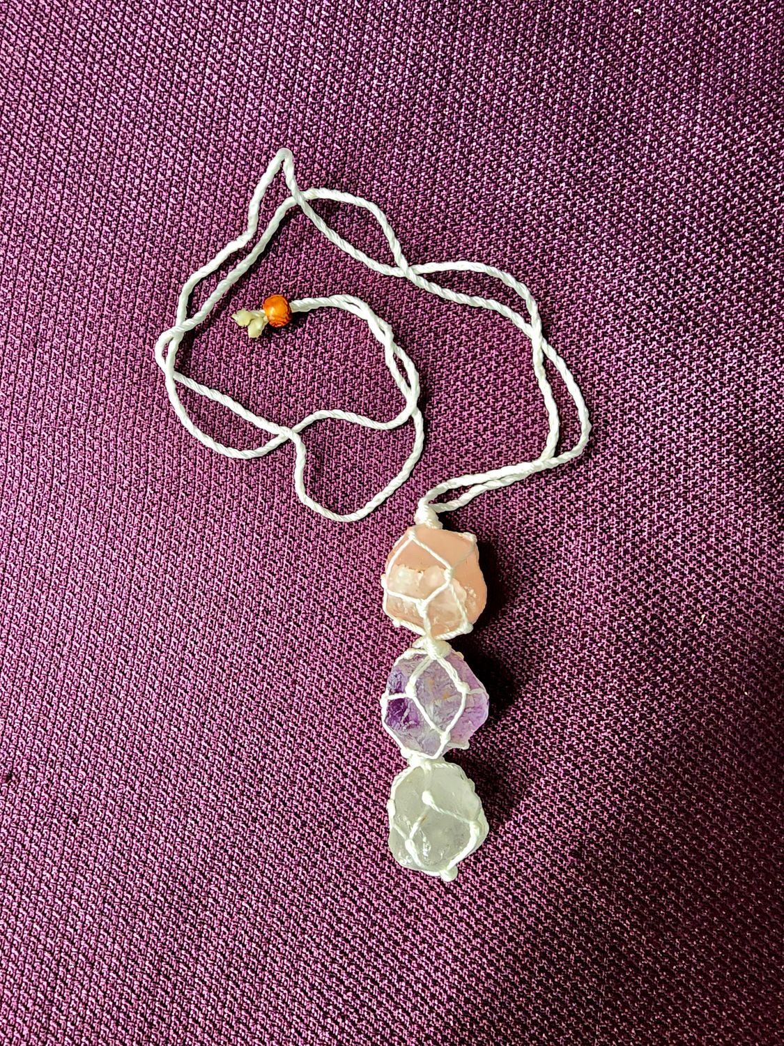 3 Stone Healing Woven Healing Necklace