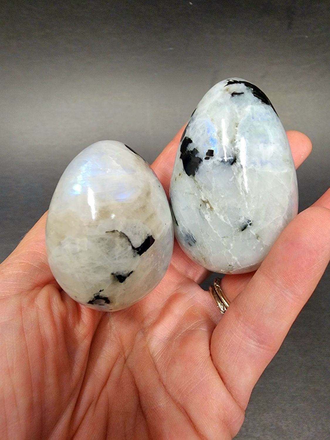 Rainbow Moonstone Eggs 2.25&quot; - 2.5&quot;