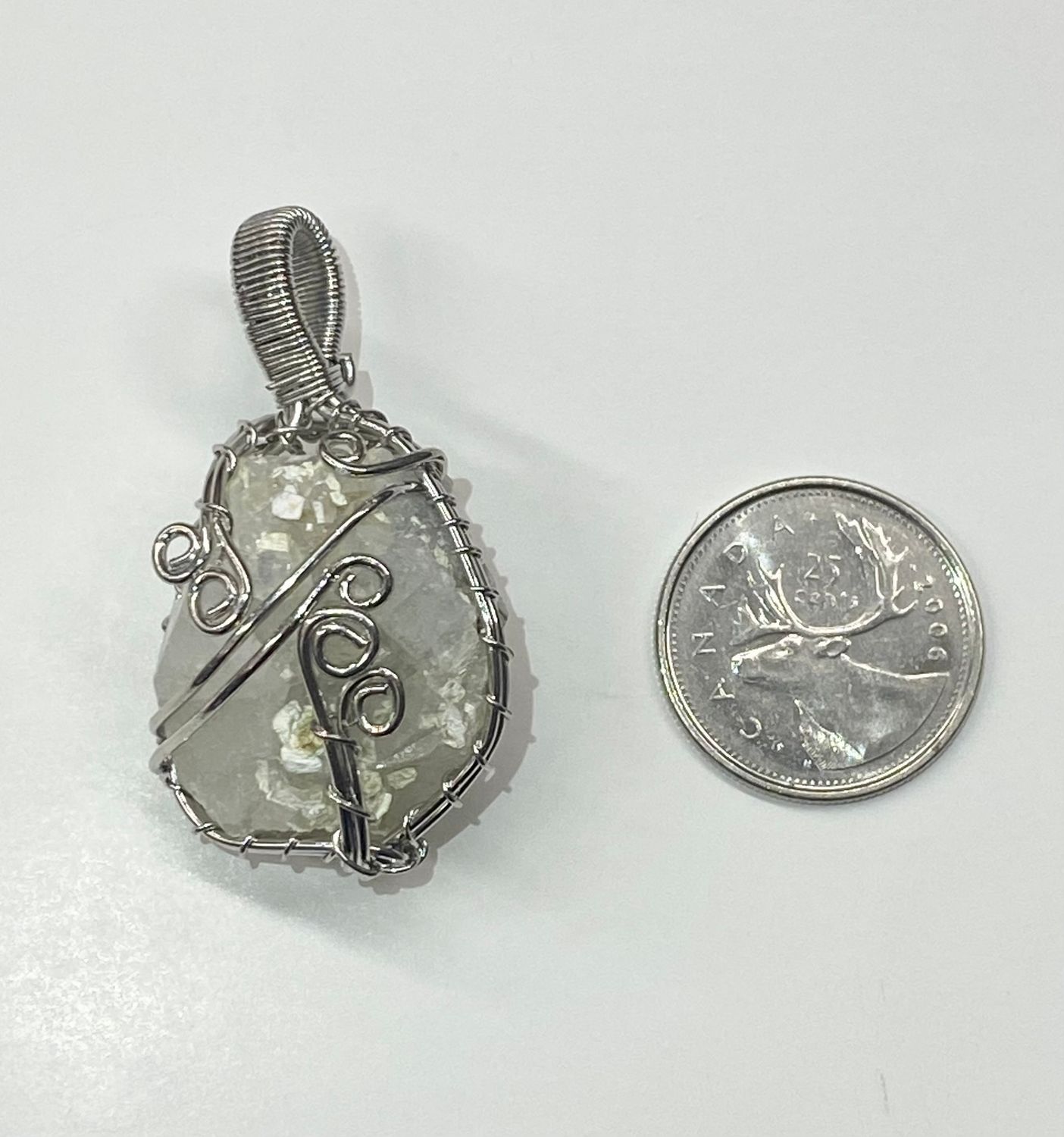 Wire Wrapped Cluster Apophylite  Pendant 1.5&quot;