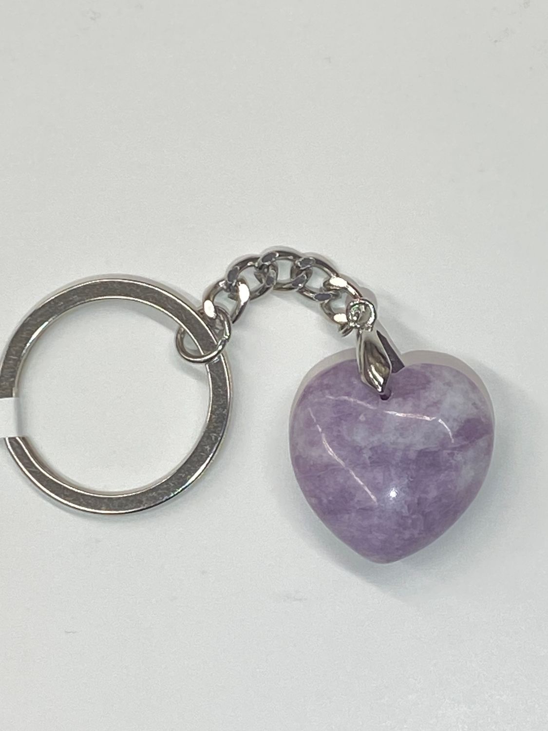 Lepidolite Puffy Heart Keychain