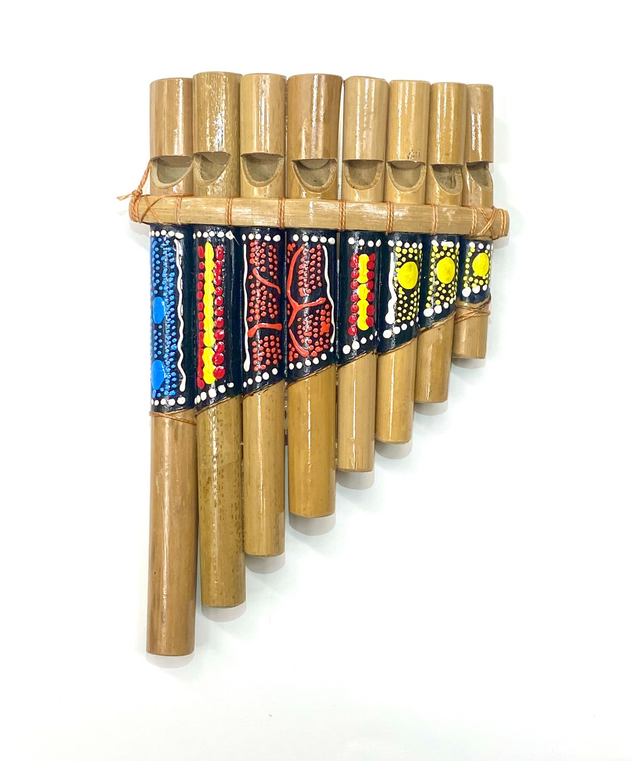 Bamboo Pan Flute - Hand Painted Dot Design 8&quot;