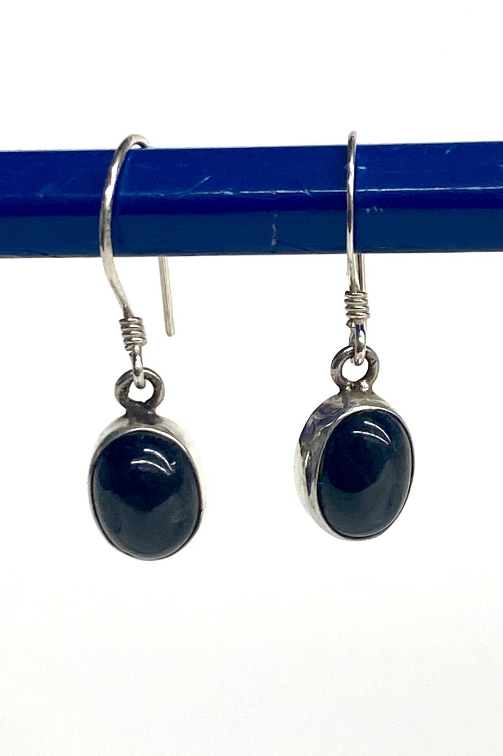 Black Onyx Oval Sterling Silver Earrings