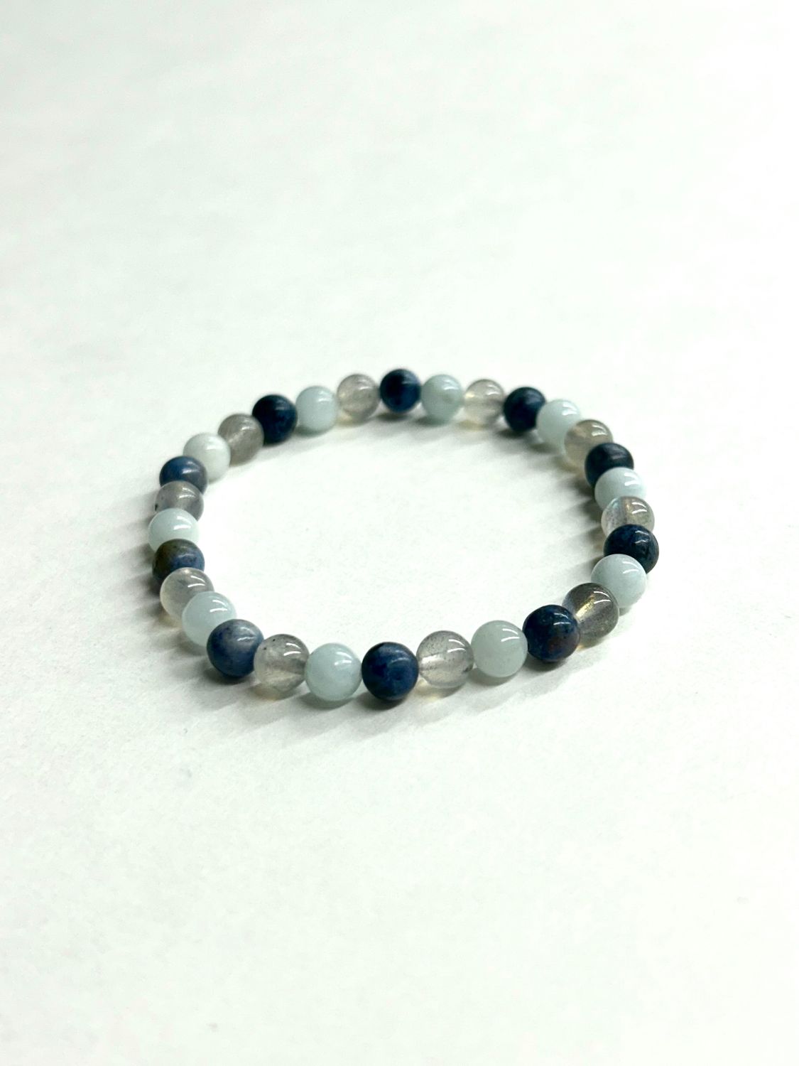 Labradorite, Dumortierite, &amp; Aquamarine 6MM Bracelet