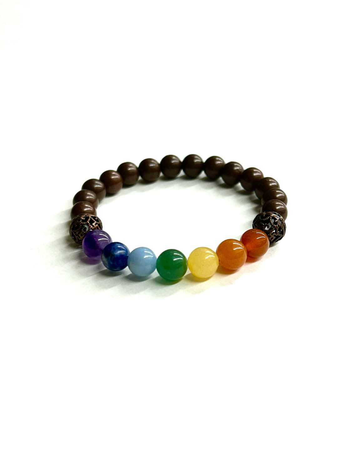 Antique Copper &amp; Chakras 8MM Bracelet