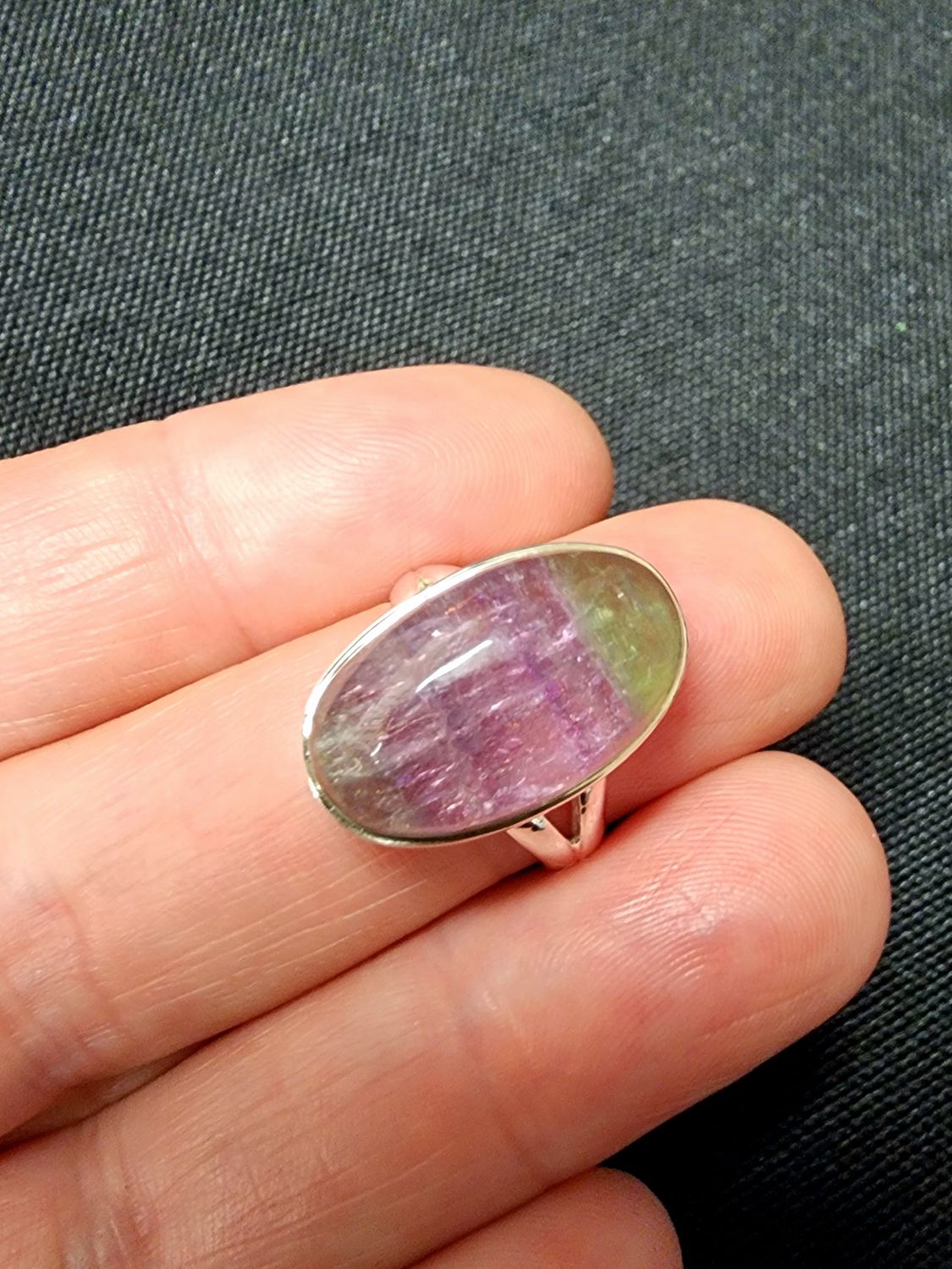 Rainbow Fluorite Ring - Size 6 Sterling Silver