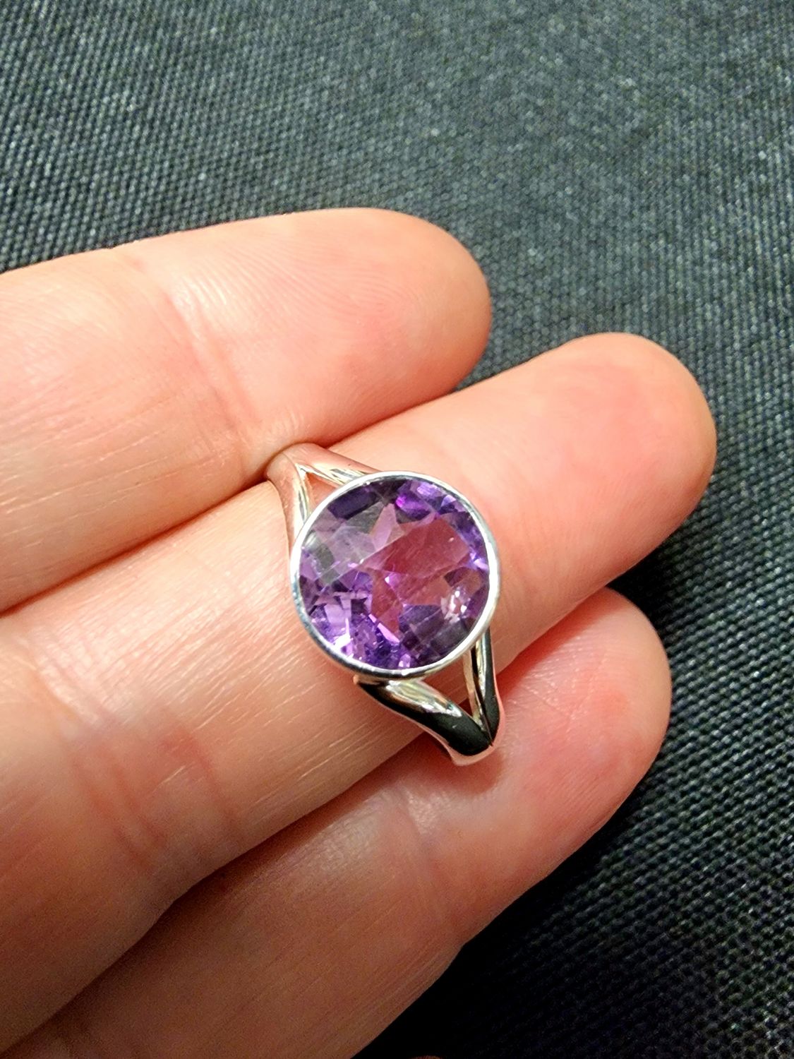 Amethyst Ring C - Size 9 Sterling Silver