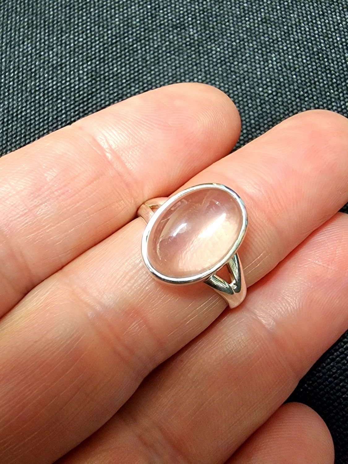 Rose Quartz Ring C - Size 7 Sterling Silver