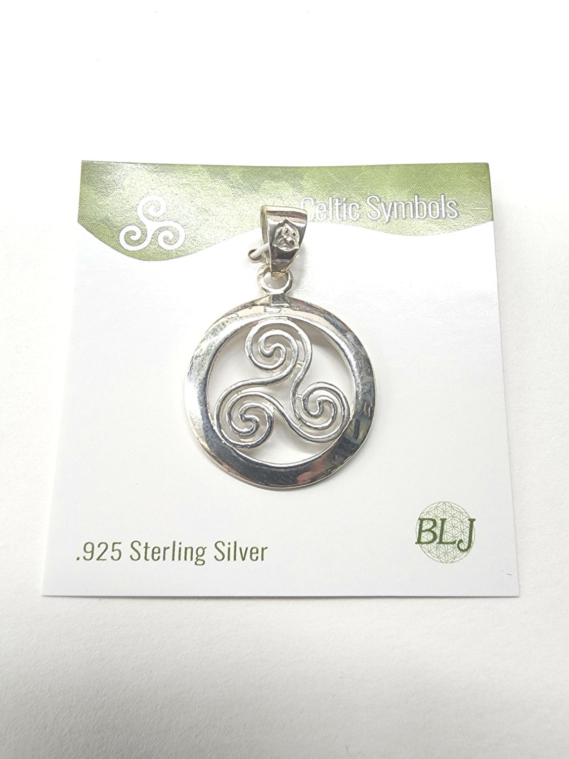 Celtic Triskele Pendant 1&quot; Sterling Silver