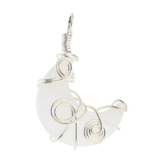 Wire Wrapped White Agate Moon 1.5&quot;