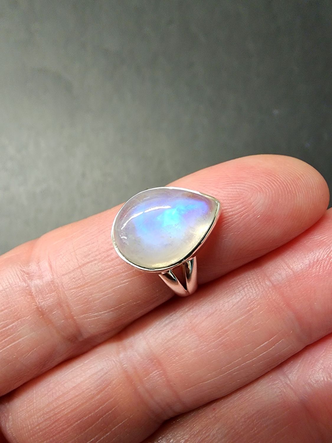 Rainbow Moonstone Ring - Size 5 Sterling Silver
