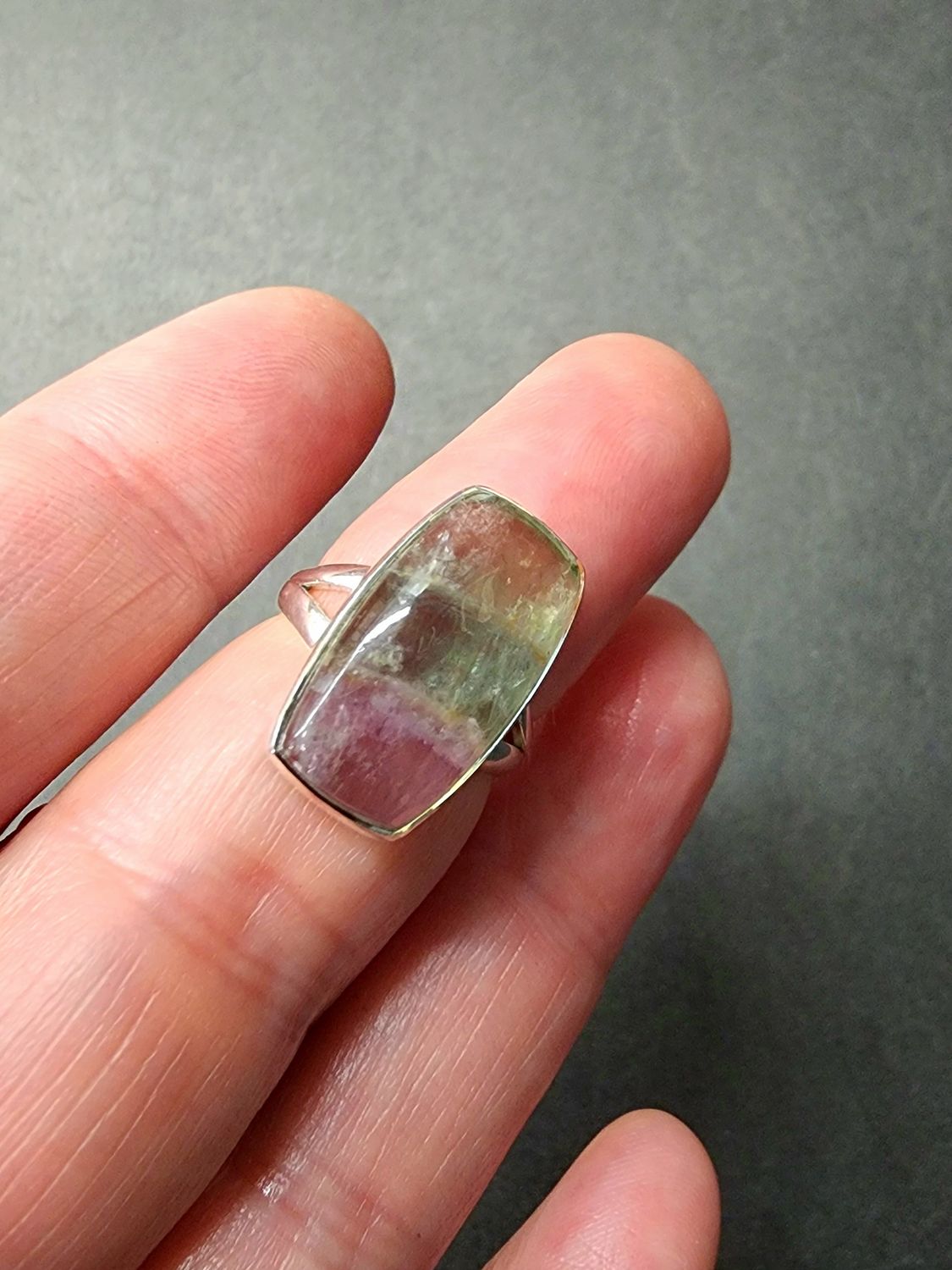 Fluorite Ring  - Size 5 Sterling Silver