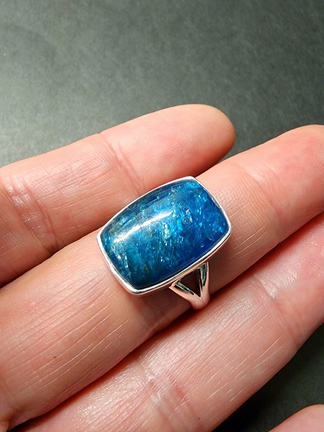Blue Apatite Ring - Size 9 Sterling Silver