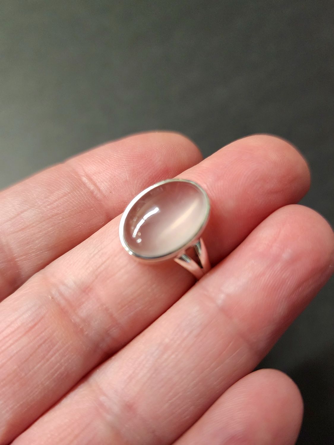 Rose Quartz Ring - Size 6 Sterling Silver