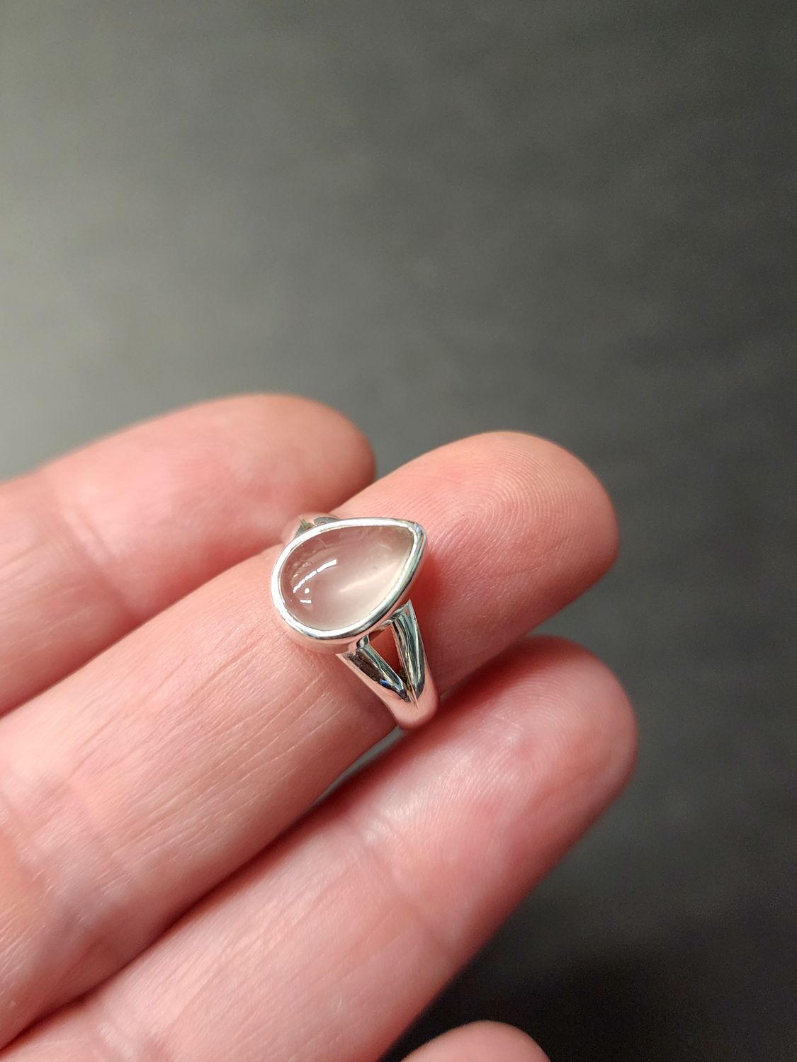 Rose Quartz Ring - Size 5 Sterling Silver