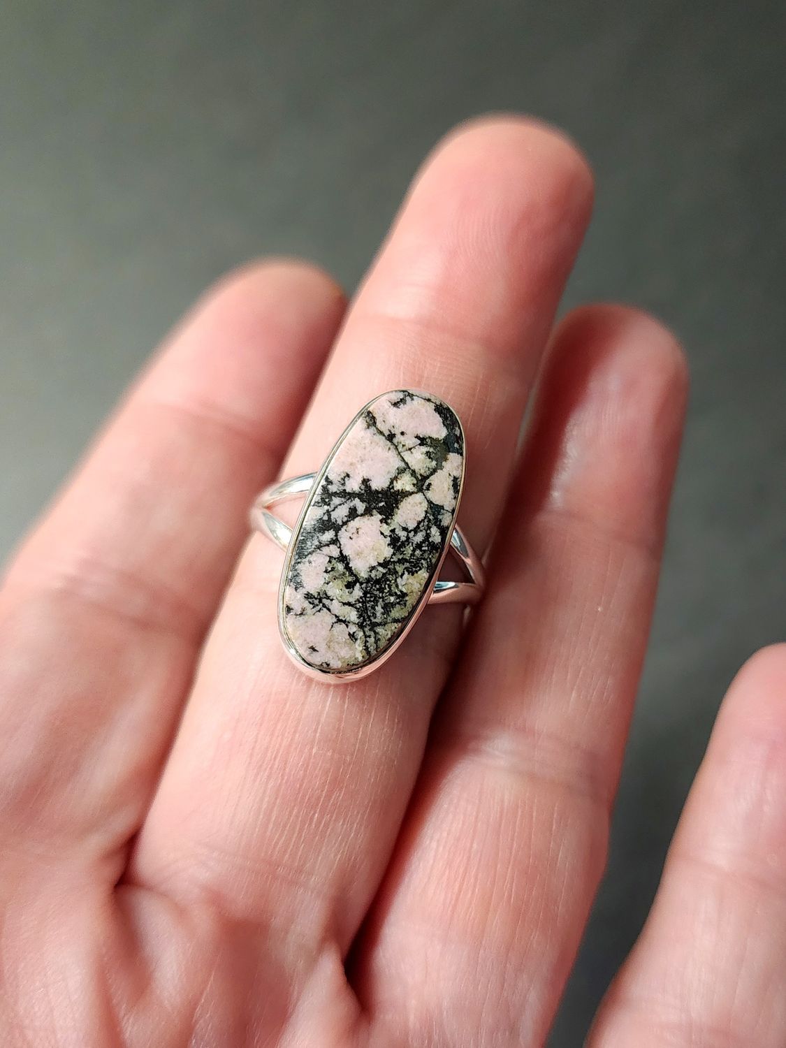 Rhodonite Ring A - Size 9 Sterling Silver