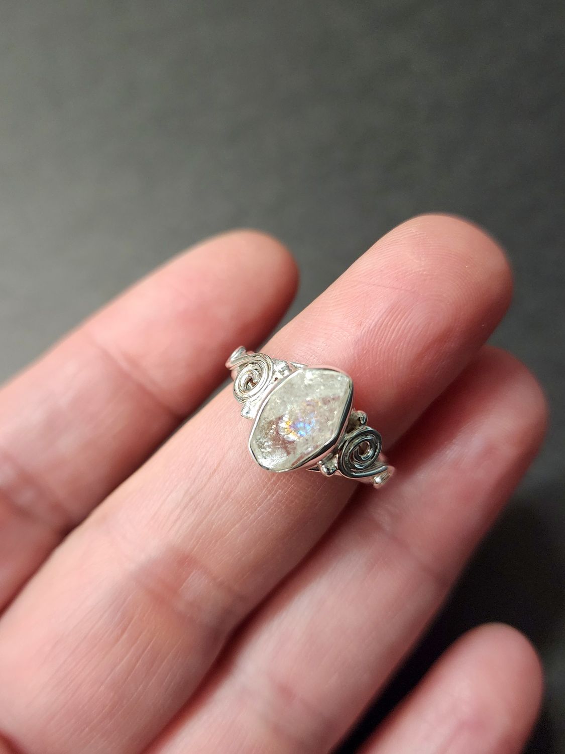 Herkimer Diamond Ring - Size 5 Sterling Silver