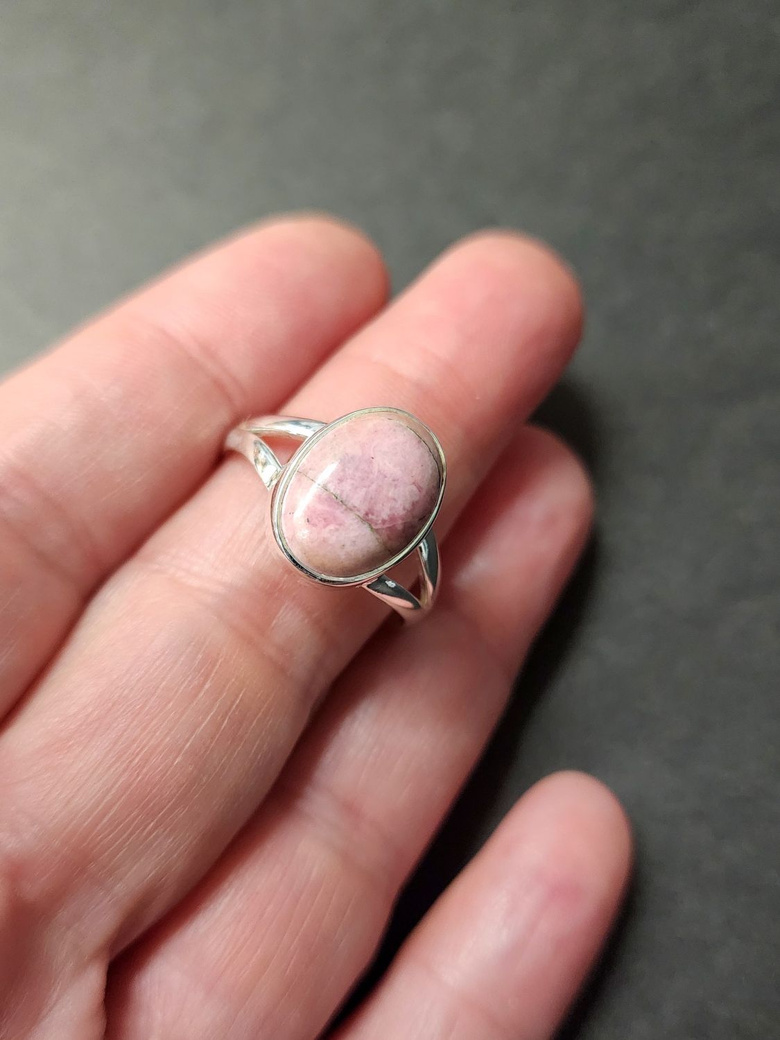 Rhodonite Ring  - Size 10 Sterling Silver
