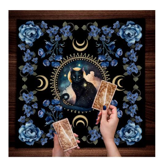 Tarot / Altar Cloth: Mystical Black Cat