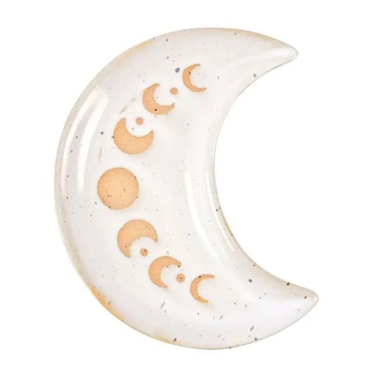 Crescent Moon Phases Trinket Dish 5&quot;: White