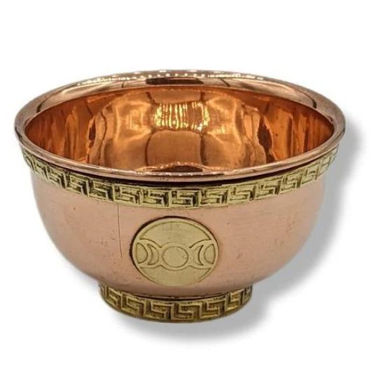 Tibetan Copper Bowl: Triple Goddess Moon 3&quot; Diam