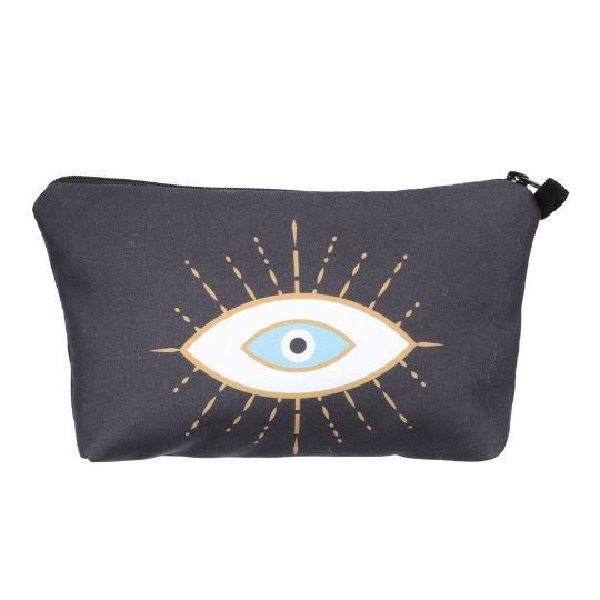 Zipper Pouch Black with Evil Eye