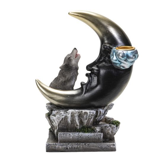 Backflow Incense Burner Howling Wolf Moon