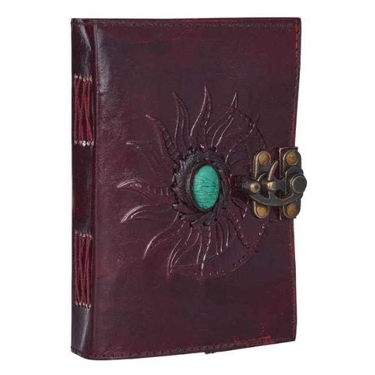 Leather Journal Sun &amp; Moon with Turquoise