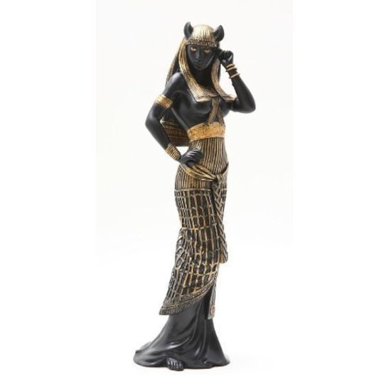 Bastet Goddess Statue - Black &amp; Gold 10.75&quot;