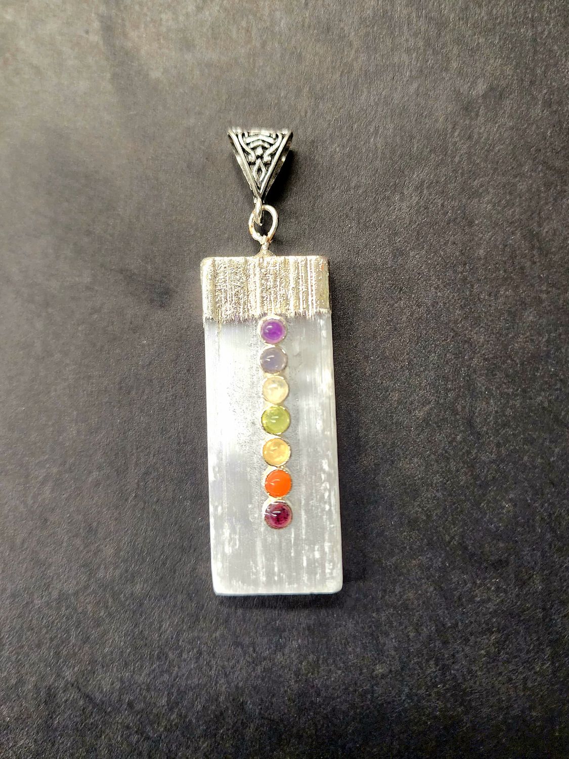 Selenite with 7 Chakras Pendant