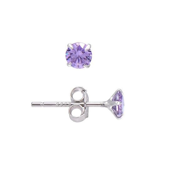 Amethyst Sterling Silver Stud Earrings 4mm