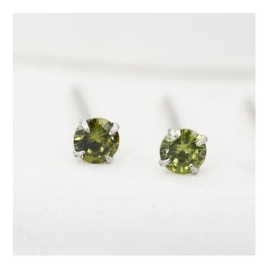 Peridot 3mm Sterling Silver Stud Earrings