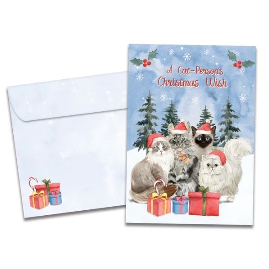 Cat Person Wishes Christmas - Greeting Card
