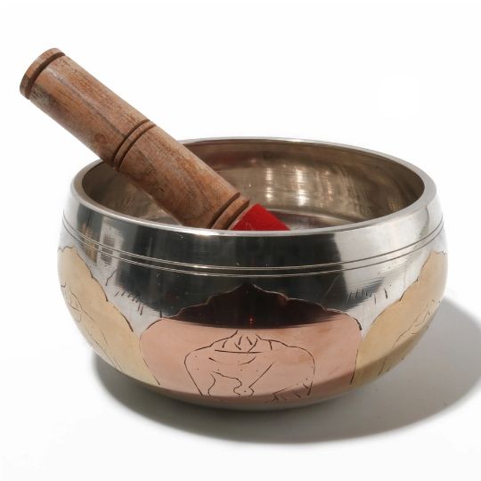 Brass Singing Bowl  OM 6&quot;  - Note A - Third Eye / 3rd Eye Chakra