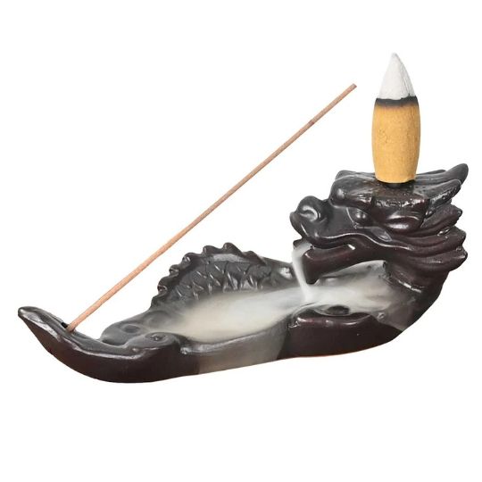 Ceramic Backflow Incense Holder Sleeping Dragon