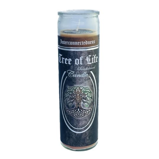 Glass Ritual Candle - Tree of Life - Sandlewood 8&quot;