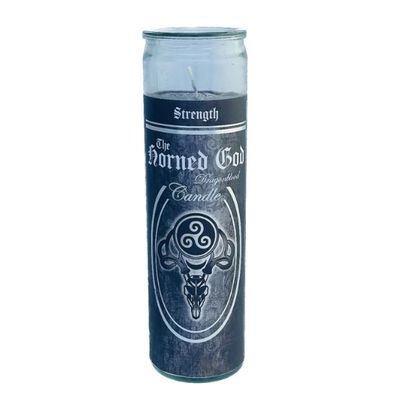Glass Ritual Candle - The Horned God - Dragonblood 8"